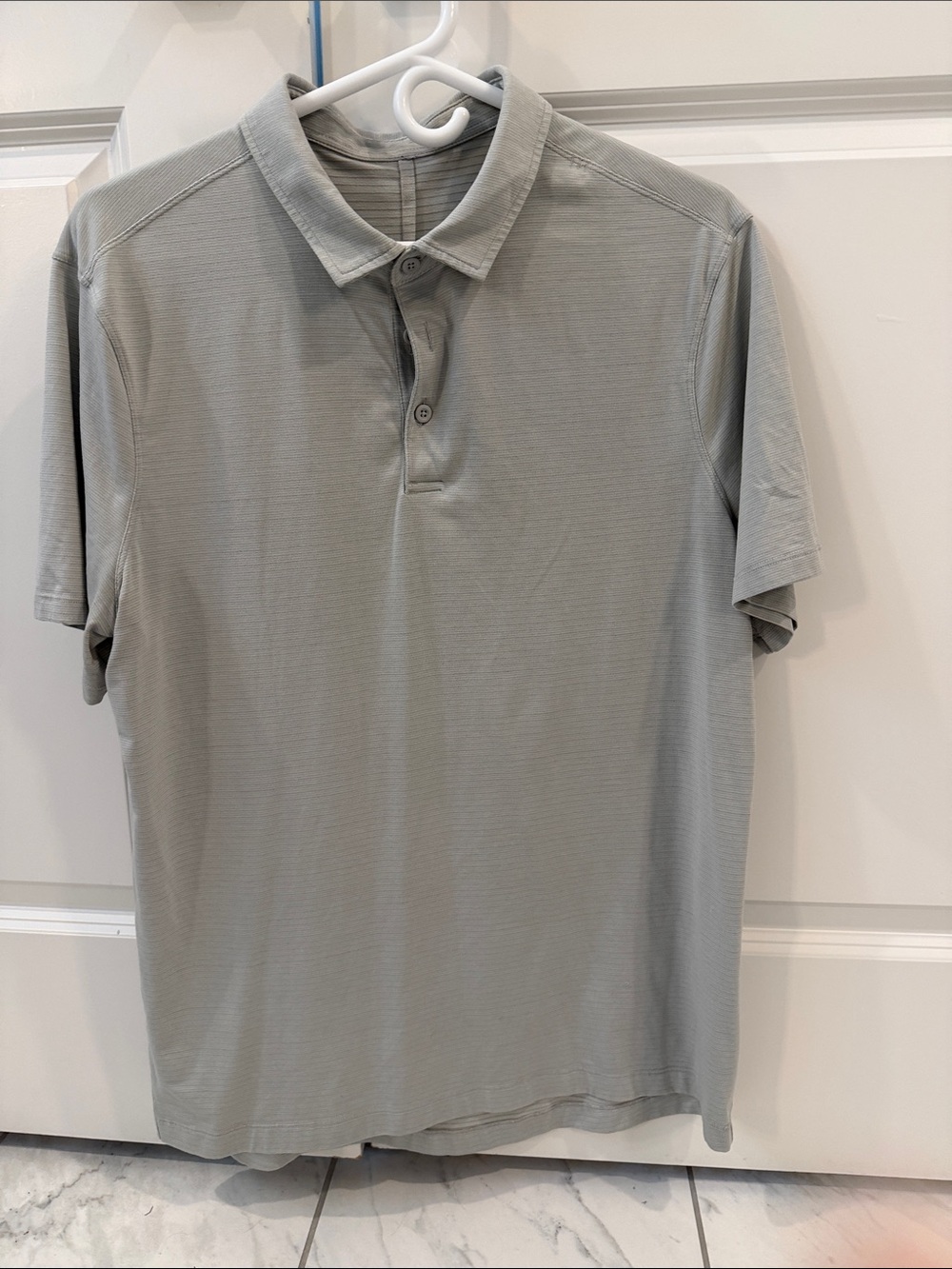 lululemon athletica Men's Light Gray Polo with subtle thin stripe